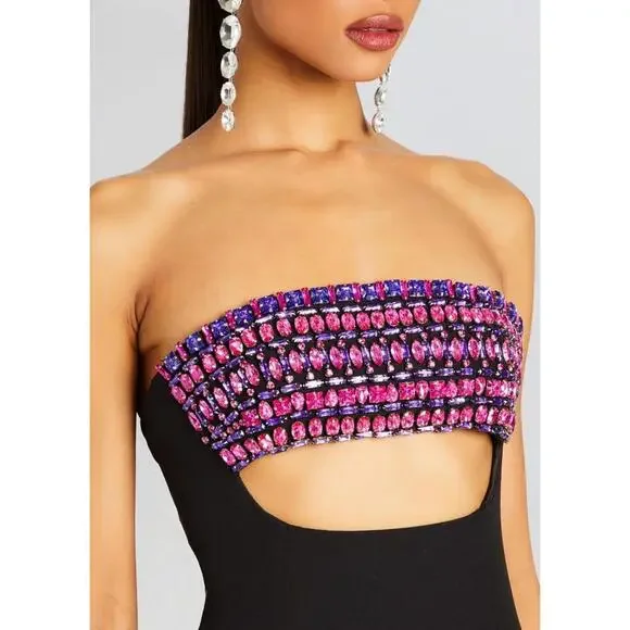 NWT $1,198 Retrofete Martini Black Crystal Beaded Strapless Mini Dress  Small - sanvalentin.cl